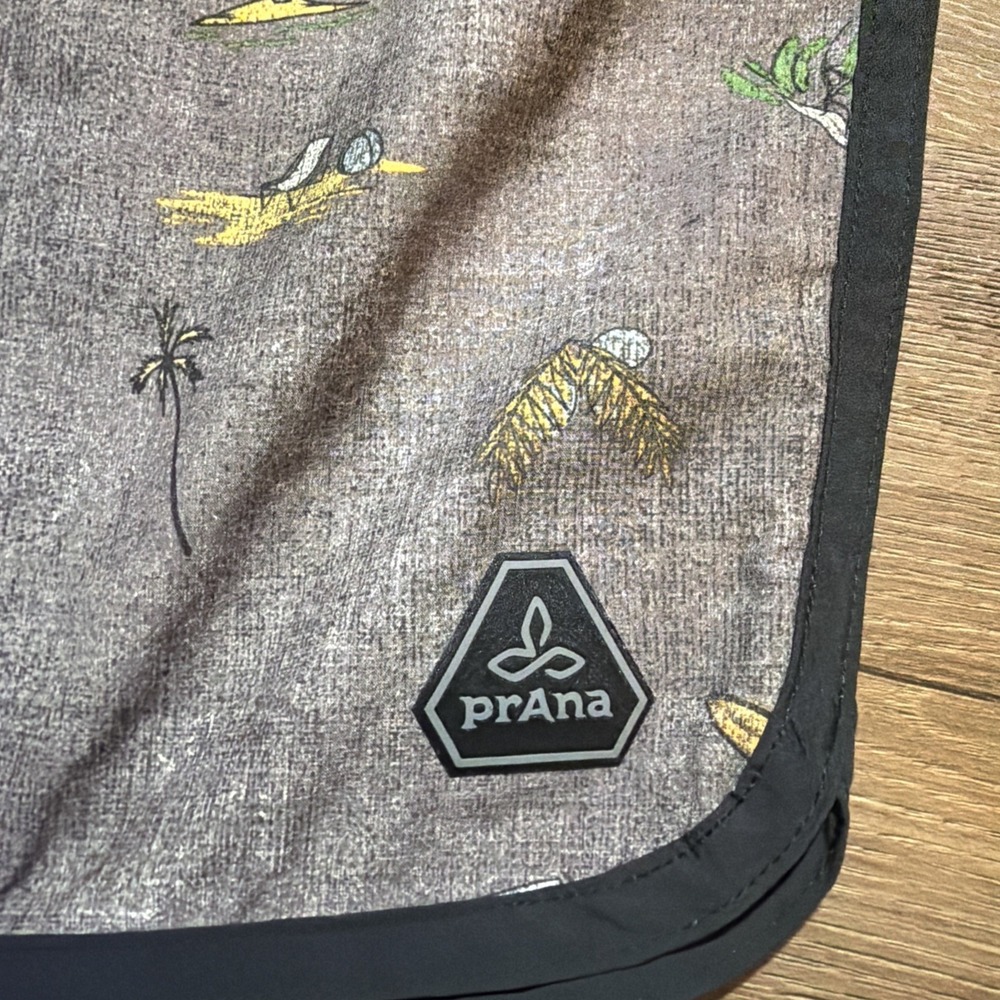 PRANA HIGH SEAS BOARD SHORTS SWIM TRUNKS MENS 34 Brown Black - Picture 4 of 10